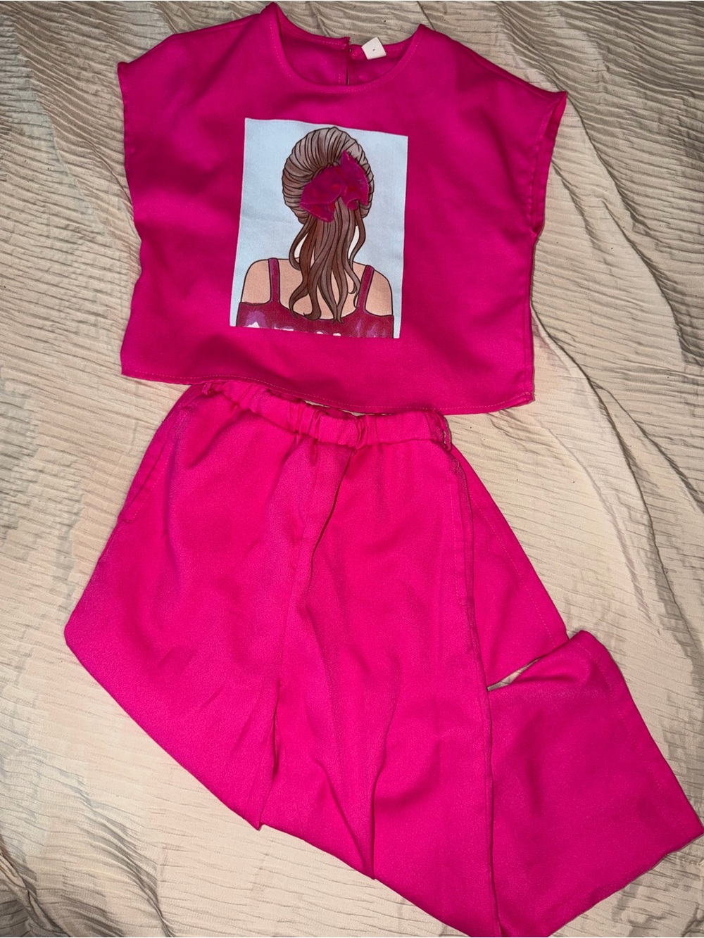 SHEIN Hot Pink Girls Two-Piece Sweatshirt & Joggers Set